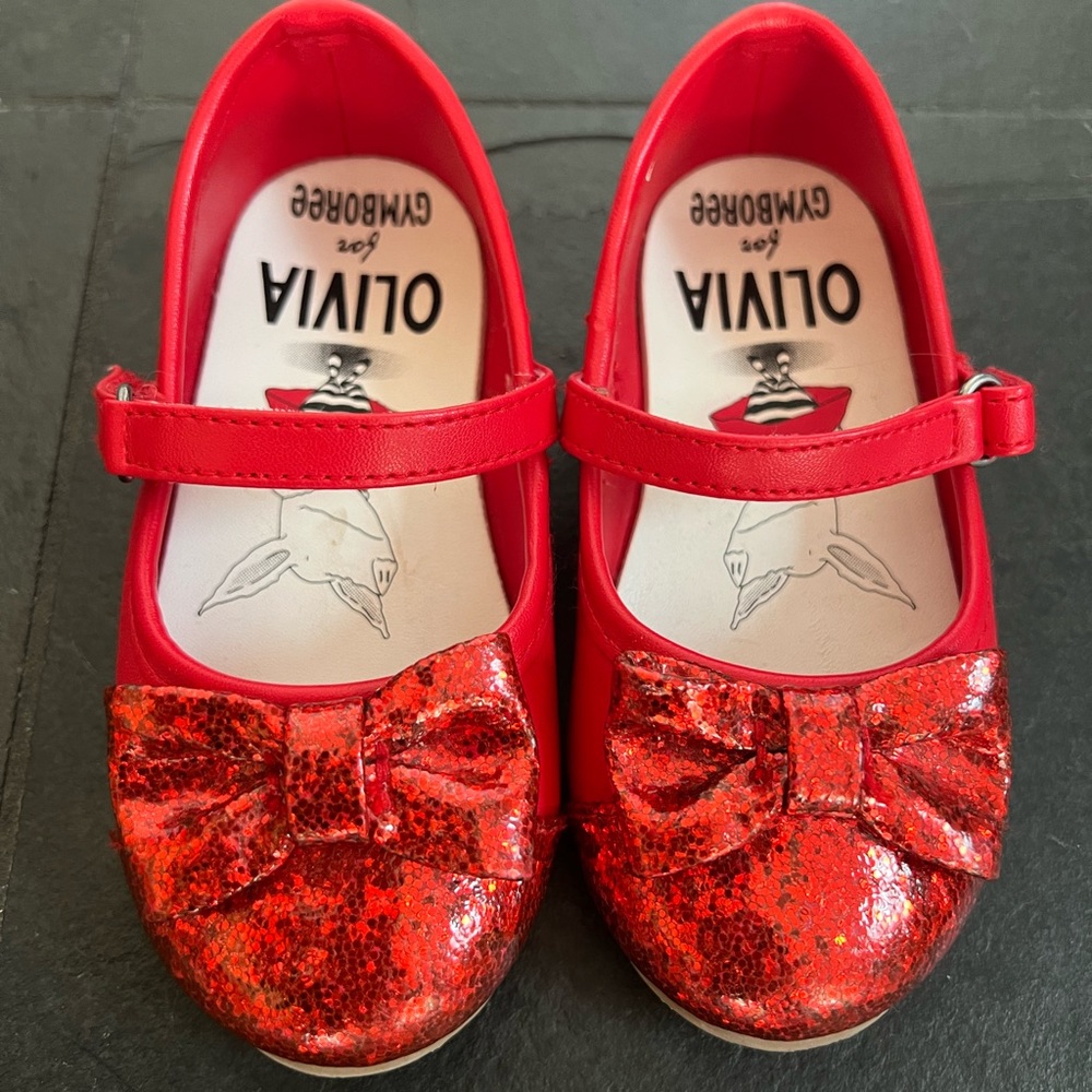 Red glitter flats Gymboree Olivia the Pig edition Toddler Size 6